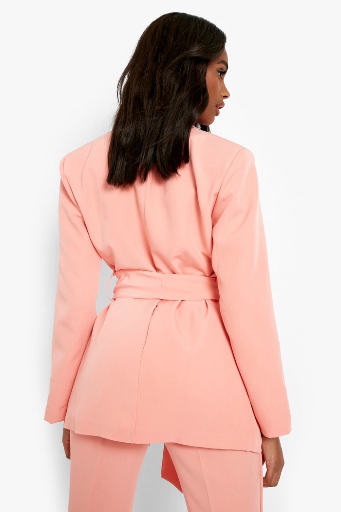 Peach Tie-Up Blazer Set - Image 3