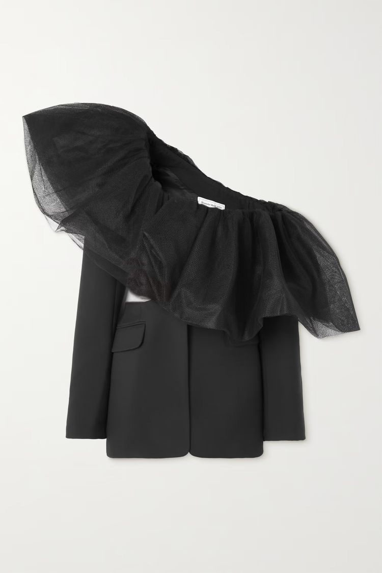 Black Off-Shoulder Blazer Set - Image 3
