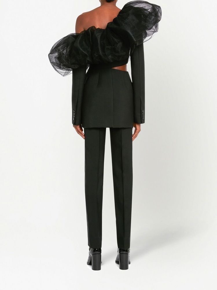 Black Off-Shoulder Blazer Set - Image 4