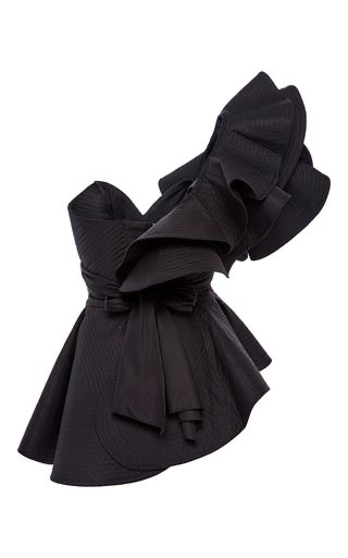 Black Off-Shoulder Statement Peplum Top - Image 3