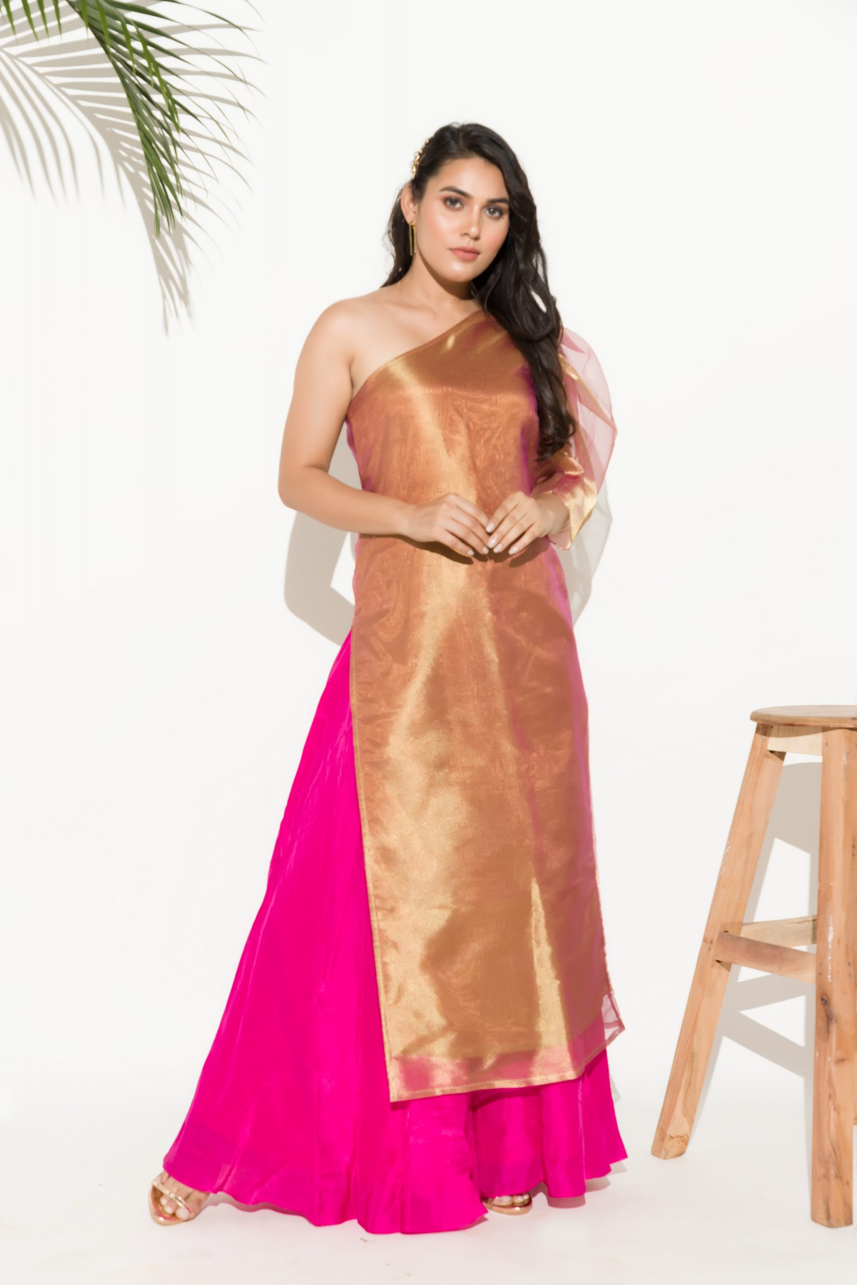 Off Shoulder Kurti With Flared Pants - Image 4