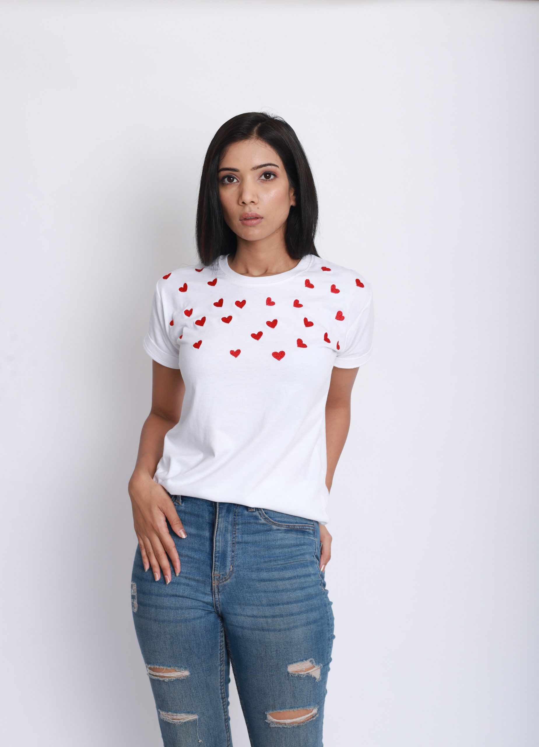 White Red Heart Tshirt