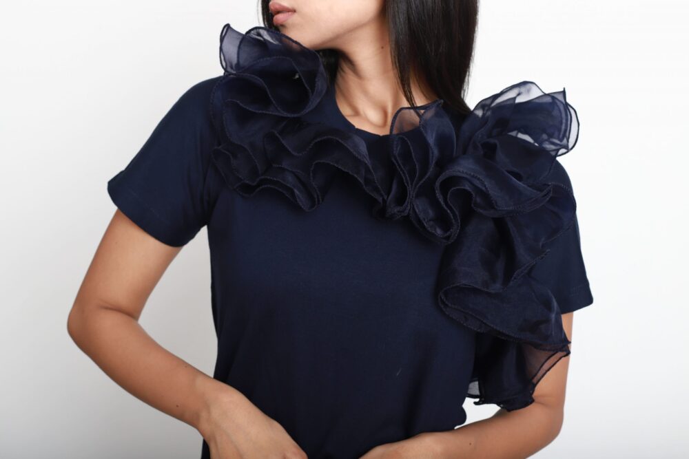 Navy Blue Ruffle Tshirt - Image 4