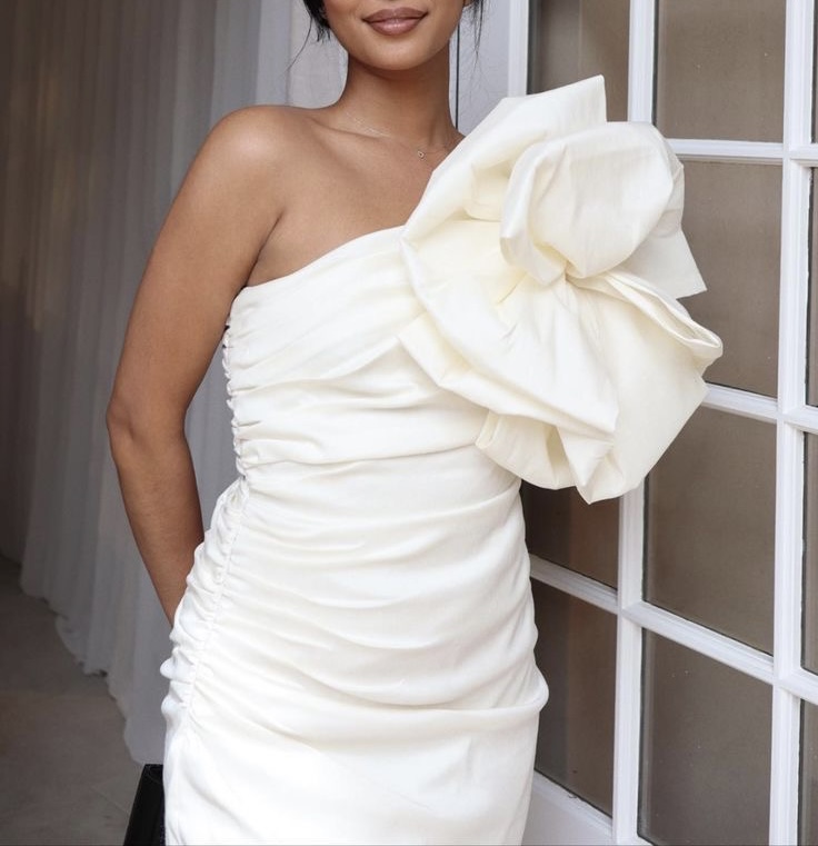 Rushed Flower Detailing Dress - Image 2