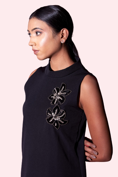 Black Embellished Feather Dress - Image 2