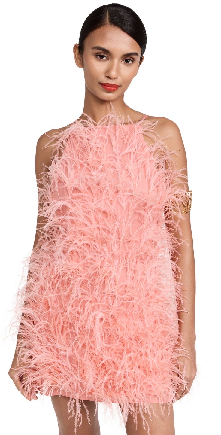 Peach Feather Shift Dress - Image 3