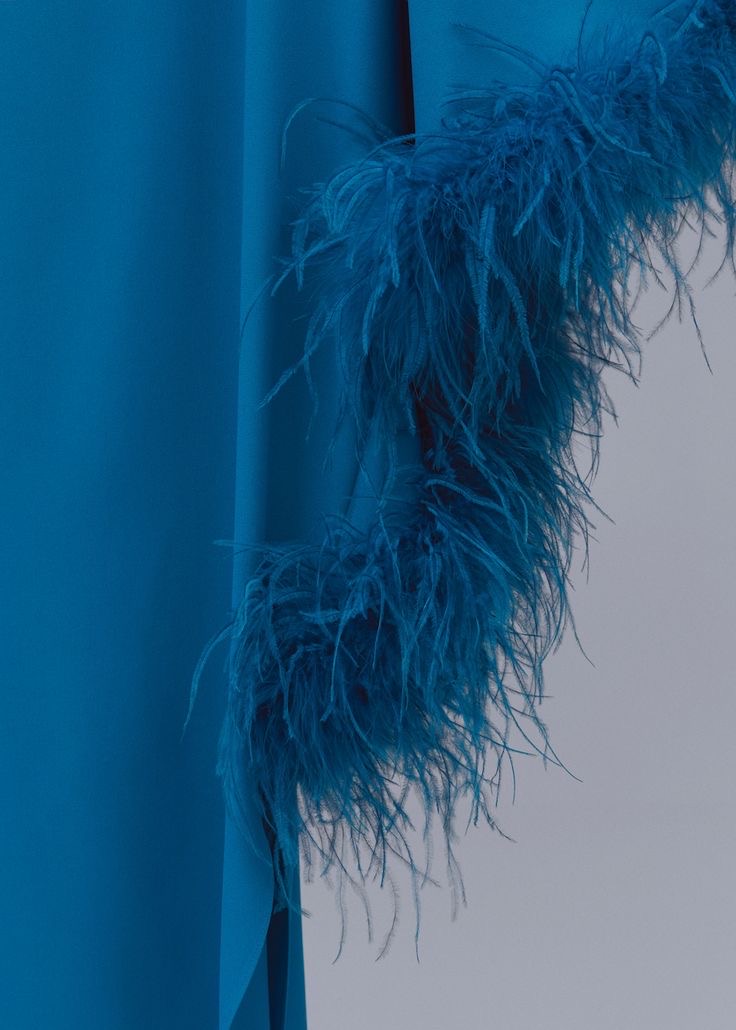 Asymmetric Turquoise Feather Dress - Image 5